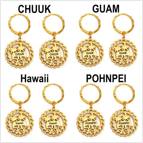 Anniyo Kiribati/Guam/Chuuk/Kwajalein/Hawaii/Pohnpei/Marshall Earrings Women Girl Gold Color Jewelry Coconut Tree Earring #200506