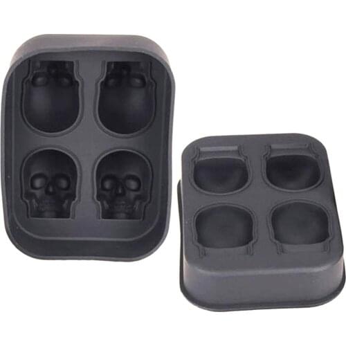 Halloween Silicone 3D Black Skull Shape Cube Ice Cube Tray Mold Baking Tool