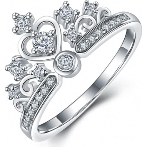 TRACYSWING Real AAA Zirconia Micro Inlay White gold Color Fashion Heart Crown Rings for Women Gift Anti Allergies 97639