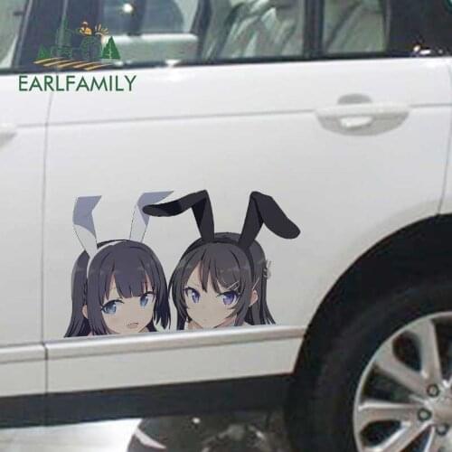 EARLFAMILY 43cm x 26.8cm For Bunny Girl Car Stickers Waterproof Decal Vinyl Car Accessoires Anime Funny Sunscreen Decoration