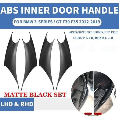 4PCS Car Styling Interior Door Panel Handle Inner Pull Protect Cover Trim Original Black For BMW 3/GT 4 Series F30 F35 2013-19