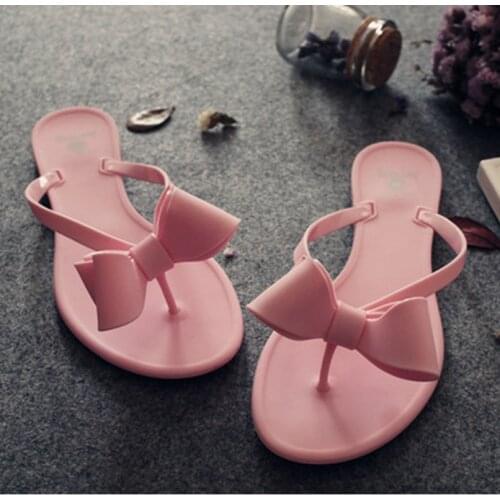Flip Flops fWomens Cute Kawaii Bow Flat Slippers Shoes Ladies Flip Flop Beach Shoes Bow Slippers Sandals Sandalias Mujer 2020