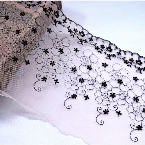 1Meter 18CM Width Pink Mesh Guipure Embroidery lace fabric embroidered lace trim Tulle ribbon dress bra underwear decoration DIY