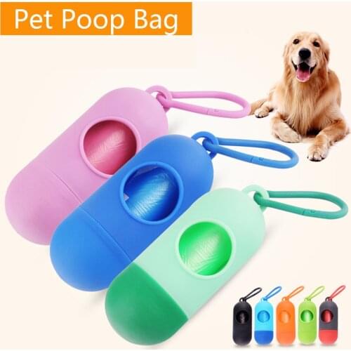 1 Roll 9 Color Pet Dog Poop Bag Dispenser Waste Garbage Holder Dispensers + Poop Bags Set Pets Dogs Trash Cleaning Supplies