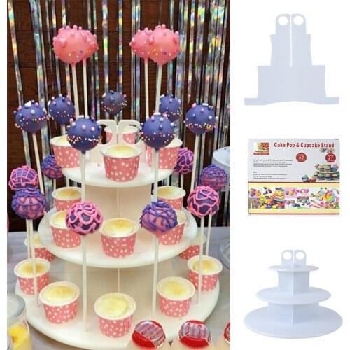 1Pc Plastic Round White Multifunction Lollipop Cake Stand For Wedding Birthday Outdoor Home Party Decor Kitchen Baking Supplies