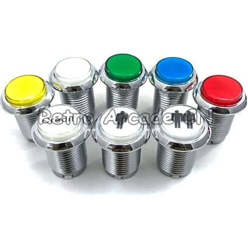 100pcs 32mm Top (28mm Hole) Plated Arcade Button LED 12V Illuminated Push Button with Microswitch for Arcade Games