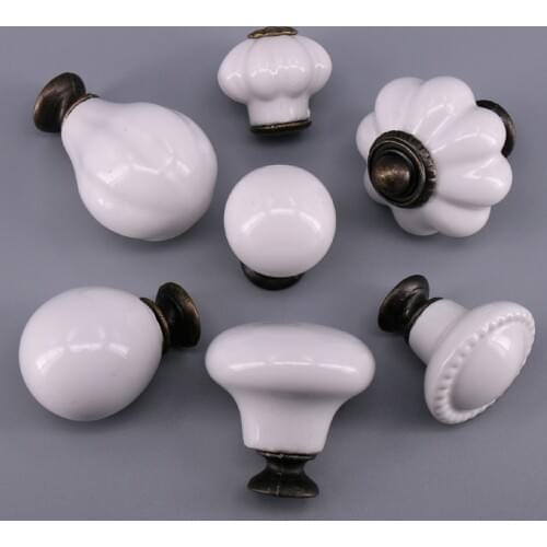 1x Various Cabinet Knob Drawer Pull White Ceramic Handles for Kitchen Wardrobe Porcelain Dresser handle for kids