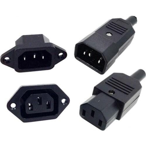 2 Pair/ 4pcs IEC320 C14 C13 Electrical AC Socket 3 Female Male Inlet Plug Connector 3pin Socket Mount