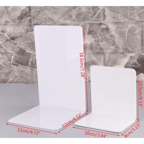 2Pcs White Acrylic Bookends L-shaped Desk Organizer Desktop Book Holder School Stationery Office Accessories XXUC