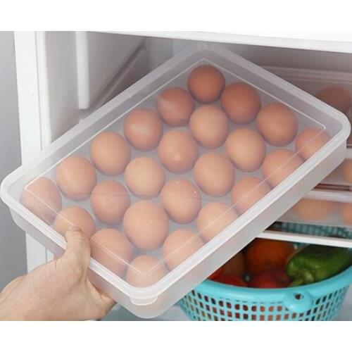 24 Grid Plastic Egg Tray Refrigerator Egg Storage Box Transparent Egg Preservation Box