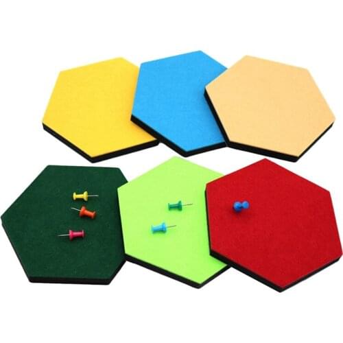 6 Pack Hexagon Felt Pin Board Self Adhesive Bulletin Memo Photo Cork Boards Colorful Foam Wall Decorative Tiles With 6 Pushpins