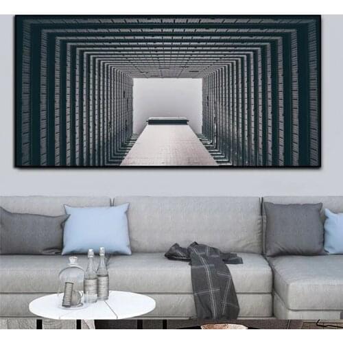 Abstract Black and White Tone Geometric Promenade Wall Art Canvas Painting Print Poster Picture Modern Popular Home Decoration