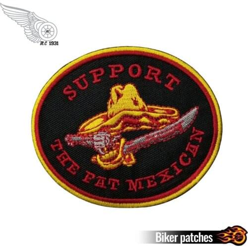 Bandidos Support The Fat Mexican Embroidered Iron On Patch For Jacket Cloth With Cap Bag Appliqued Free Shipping