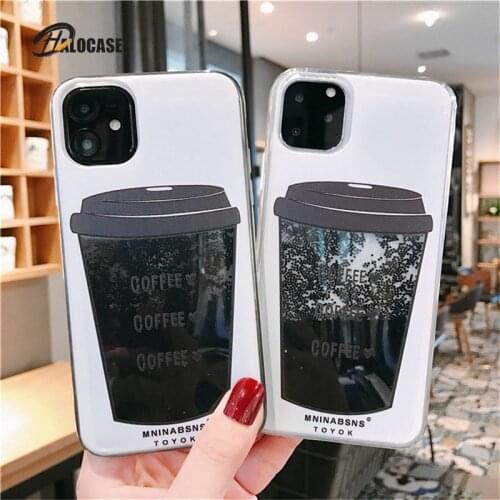 Dynamic Liquid Coffee Cup Quicksand Case For iPhone 6s 7 8 Plus 11 12 Pro XS MAX X XR For Samsung S8 S9 S10 Plus Note8 9 10 Pro