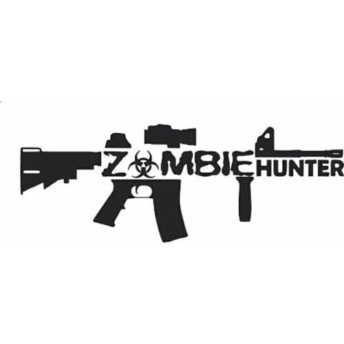 Black/Sliver Zombie Hunter Vinyl Sticker Creative Car Decal Trunk Decor Car Stickers Waterproof Decoration S731