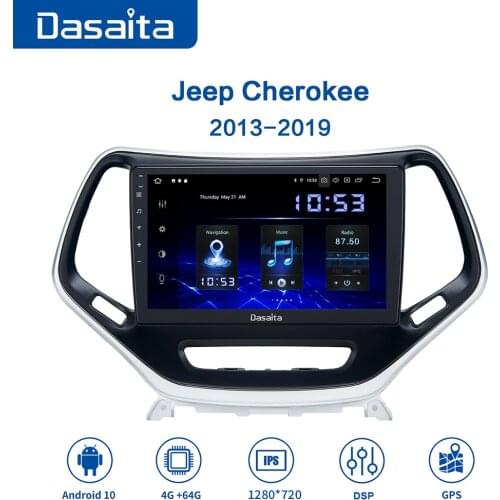 Dasaita 10.2" Android 10 Car Radio GPS Navigation Multimedia Player WiFi DSP 1 Din with Carplay for Jeep Cherokee 2013-2019 Unit