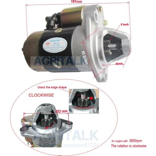 170F 178F 186F 188F 192F engine parts, the starter motor (two choice), please check rotation of the starter