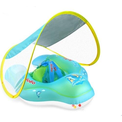 Baby sunscreen awning swimming pontoon inflatable baby floating children swimming pool bathing summer toys toddler ring
