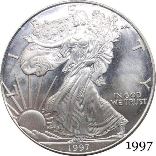 United States America 1997 In God We Trust 1 OZ Fine Silver Bullion Eagles One Dollar Silver Plated Copy Commemorative Coin