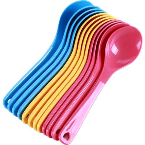 12 Pcs/Set Baby Toddler Feeding Spoons Safe Plastic Baby Training Eating Spoon Set Food For Kids Color Small Spoon