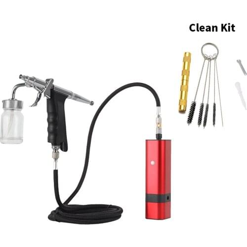 Mini Compressor Set Red Machine with Siphon Trigger Type Spray Gun for Art Model Body Paint Artist Makeup Nail Tattoos Cake Tool