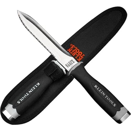 DuoClang Klein Tool Multi Knife 5Cr15Wov Steel Teeth Blade, Rubber Handle Outdoor Bushcraft Fixed Blade Knife