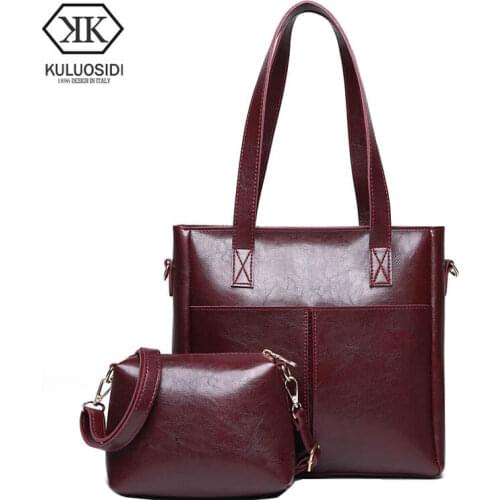 KULUOSIDI Fashion Patchwork Composite Bag for Women Messenger Bag Thread Casual Tote Bag Big Capacity Female Leather Handbags
