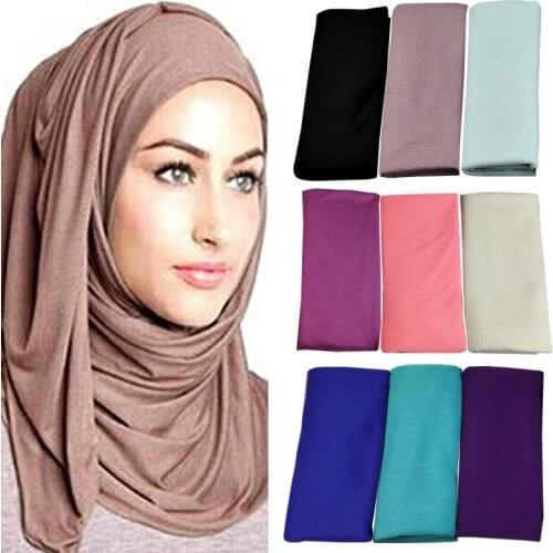 85*180CM Women Muslim Double Loop Instant Hijab Femme Headwrap Islamic Solid Color Long Headscarf Hijab Cotton Modal Shawl