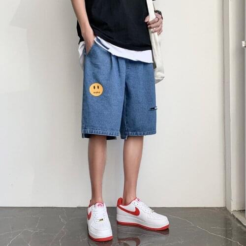 2020 Men Korean Summer Denim Shorts Mens Oversize Casual Jeans Male Fashions Korean Knee Length Denim Shorts 4XL