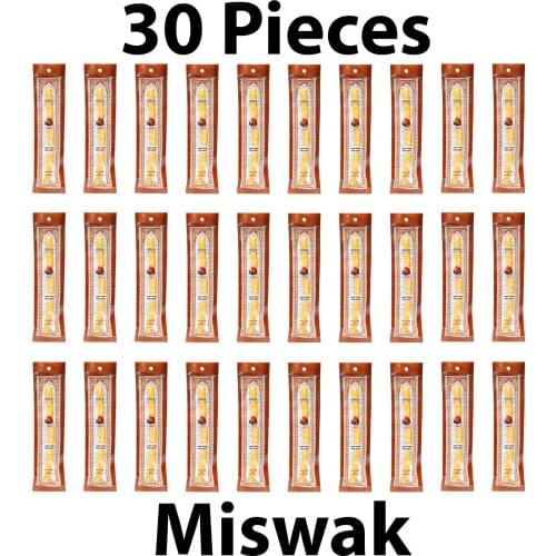 Set of 30 Pieces Miswak Sewak Chew Stick Fresh Natural Tootbrush Misvak Arak Siwak Miswaak Vegan Teeth Cleaner Travel Soft Peelu