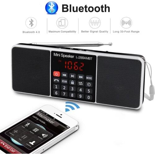 Hifi Portable Radio AM FM Bluetooth Speaker 3D Stereo MP3 Player TF/SD Card USB Drive Handsfree Call LED Display loudspeaker