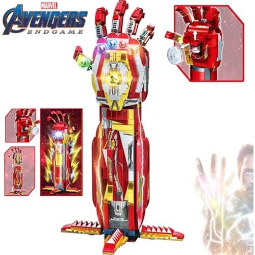 Marvel Avengers Endgame Iron Man Infinity Glove Weapon Toy Thanos Thor Gauntlet Mjolnir Ironman Building Block Brick Kid Gift