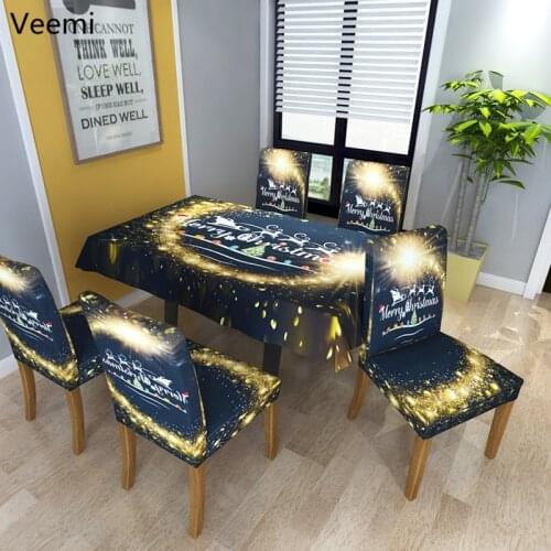 Merry Christmas Printed Removable Chair Cover Cartoon Christmas Tree Tablecloth High Quality Elastic Chair Cover Decoration
