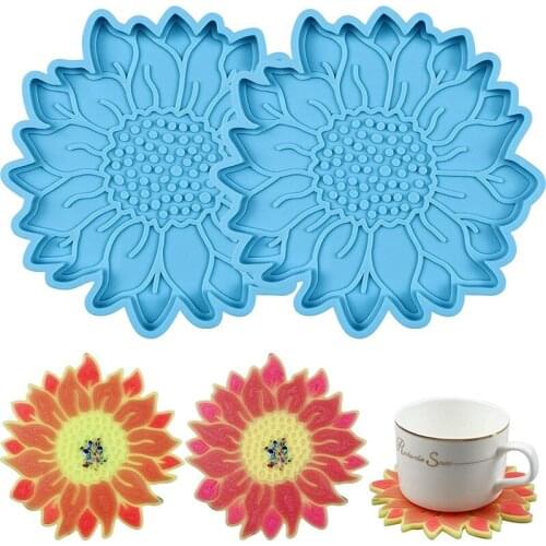 Sunflower Shape Coaster Mold Cup Mat Casting Silicone Mould DIY Crafts Ornaments Decorations Tool
