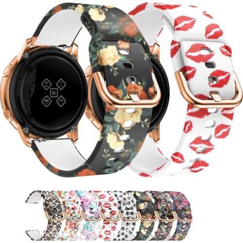 New 20mm Printing Silicone Watchband for Samsung Galaxy Watch 42mm Active2 40mm 44mm Bracelet Band Strap for Gear S2 Amazfit bip