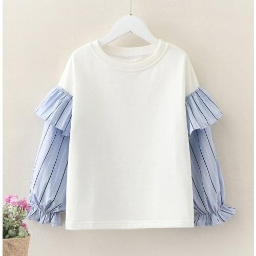 Spring Baby Childrens Clothing Cotton Sweatshirt for Kids Girls Stripe Tops Soft Bottoming Shirt for Teens 6 8 10 12 Years 2021