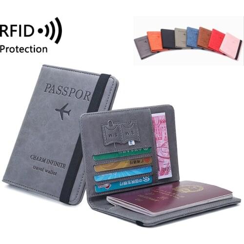 Slim Leather Travel Passport Wallet Casual Solid Credit Card Holder Money Wallet ID Multifunction Documents Flight License Purse