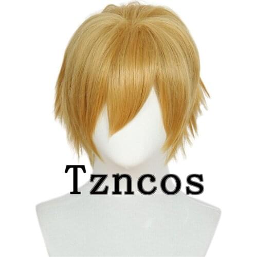 Tzncos Light Golden Short Wig Heat Resistant Synthetic Hair