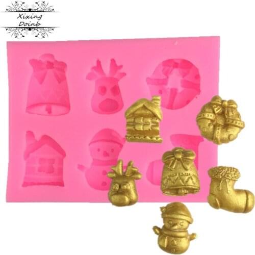 Xixing Christmas Snowman socks shape chocolate pudding sugar cake decoration tool gypsum silica gel Kitchen Baking Products
