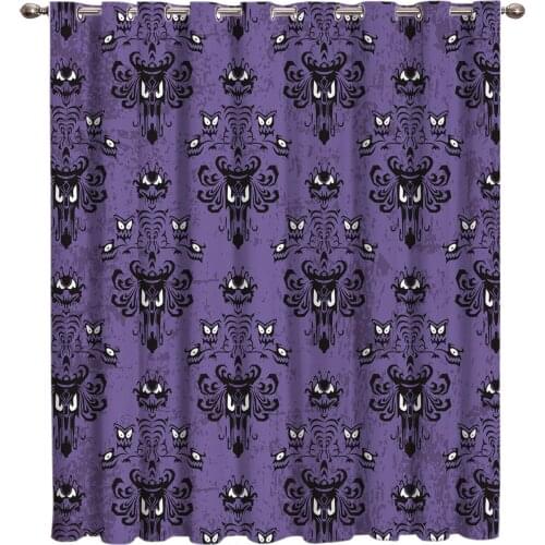 Halloween Haunted Mansion Purple Window Treatments Curtains Valance Room Curtains Large Window Curtain Bedroom Living Room Decor