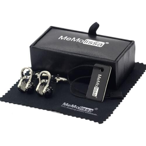 MeMolissa Display Box Cufflinks Luxury Silver Plane Cufflink for Mens Brand Cuff Buttons Mens Cufflinks Free Tag & Wipe Cloth