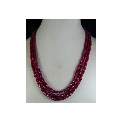 Womens 3Rows 2x4mm Natural Pink Jade Faceted Gems Beads Necklace 18-20