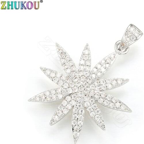 ZHUKOU 29x38mm Brass Cubic Zirconia Charms for Necklace Earrings Jewelry Accessories Making model:VD413