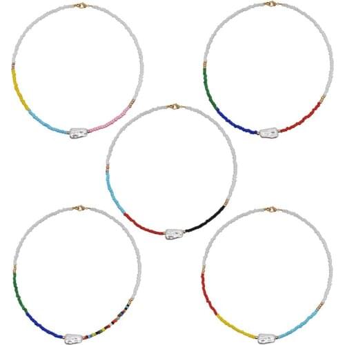 1pc Bohemian Style Bead Necklace Ethnic Boho Beaded Choker Clavicle Necklace Jewelry Accessories For Women Girls Party Dress Up