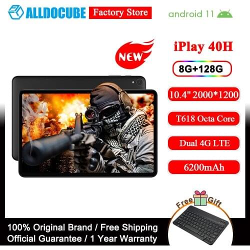 ALLDOCUBE iPlay40 10.4 inch Tablet PC 2K FHD 2000*1200 8GB RAM 128GB ROM Android 10 T618 CPU Dual 4G LTE Call 5G WiFi iPlay 40