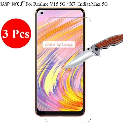 3 Pcs/Lot New 9H 2.5D Tempered Glass Screen Protector For Realme V15 5G / X7 India / Max 5G Protective Film + Clean Tools