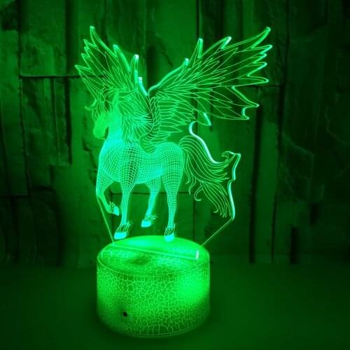 3D Lamp Light Night Light Pegasus 3D USB LED Light 16 Color Adjustable Decorative LED Touch Children Light Unicorn Lamp