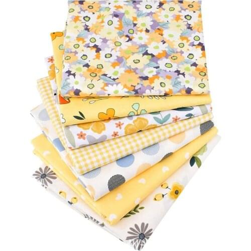 7pcs/set Twill Cotton Printed Patchwork Cloth Fresh Flower Pattern Material Sewing Crafts Fabric For Diy Doll Clothes Pillowcase