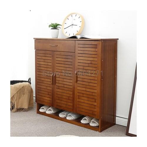 Bamboo shoe cabinet, multi-layer locker, simple modern multifunctional hall cabinet, large capacity shoe rack, entrance cabinet