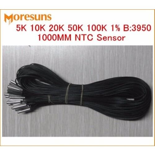 Fast Free ship 100pcs/lot NTC thermistor sensor available in 5K 10K 20K 50K 100K 1% B:3950 1000MM NTC Sensor
